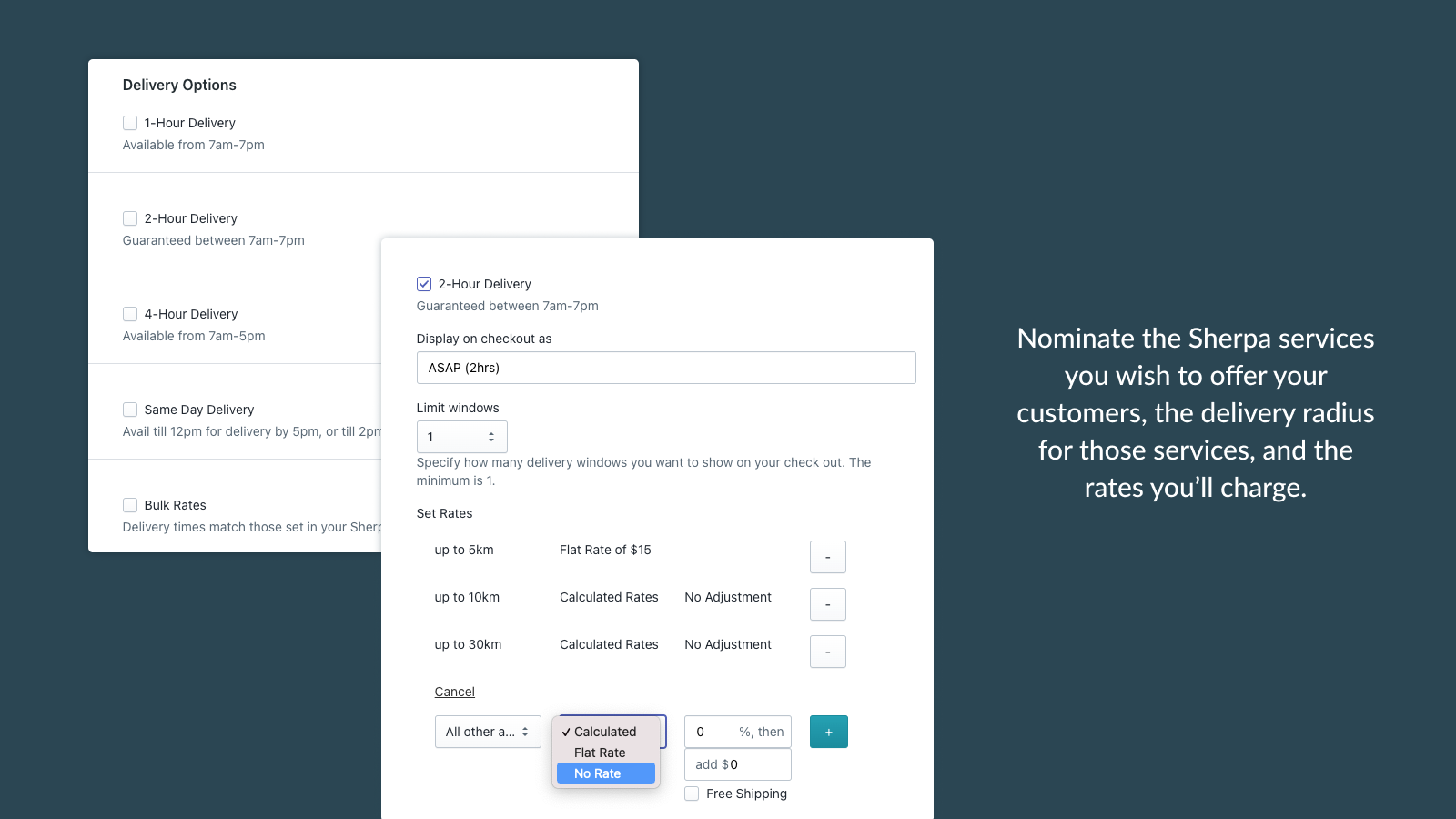 Elija y configure la configuración de entrega