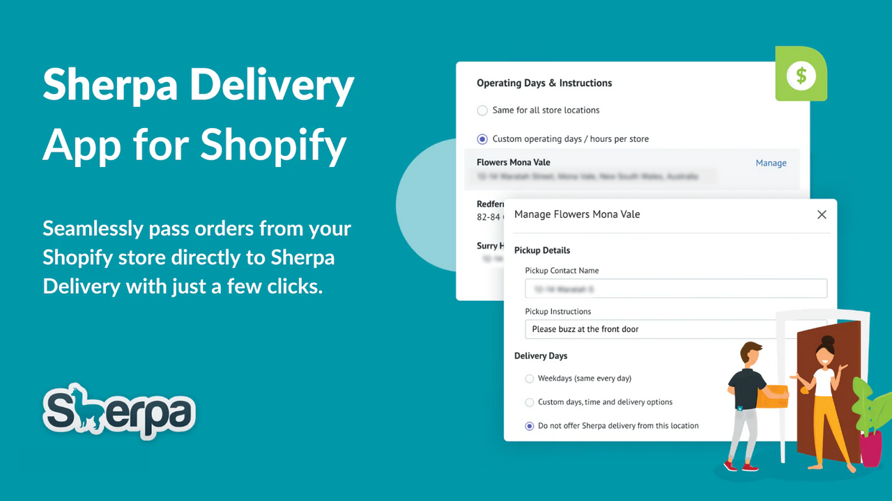 Aplicación Sherpa Delivery para Shopify.