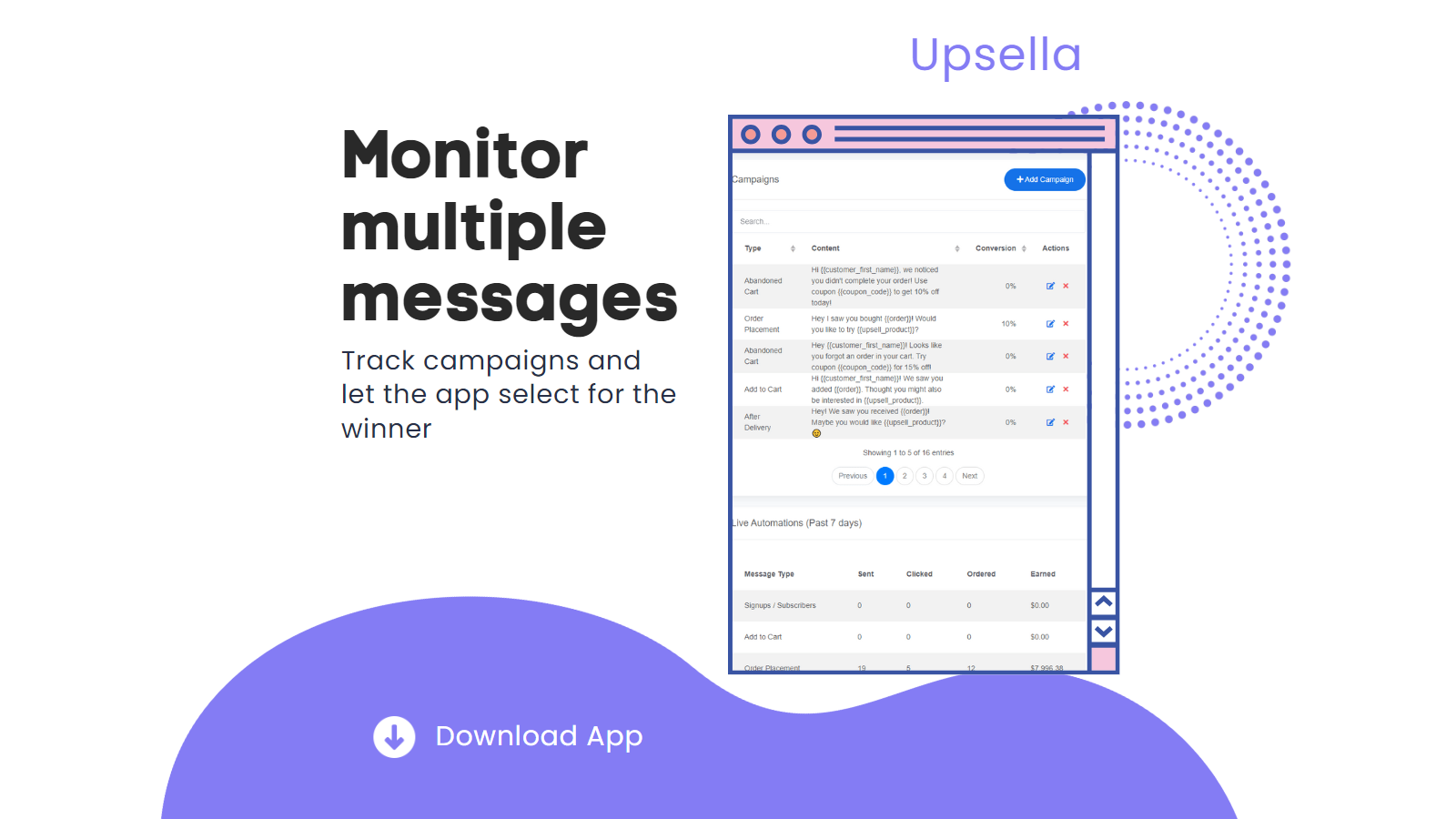 Monitor campaigns - track campaigns and let app select winner
