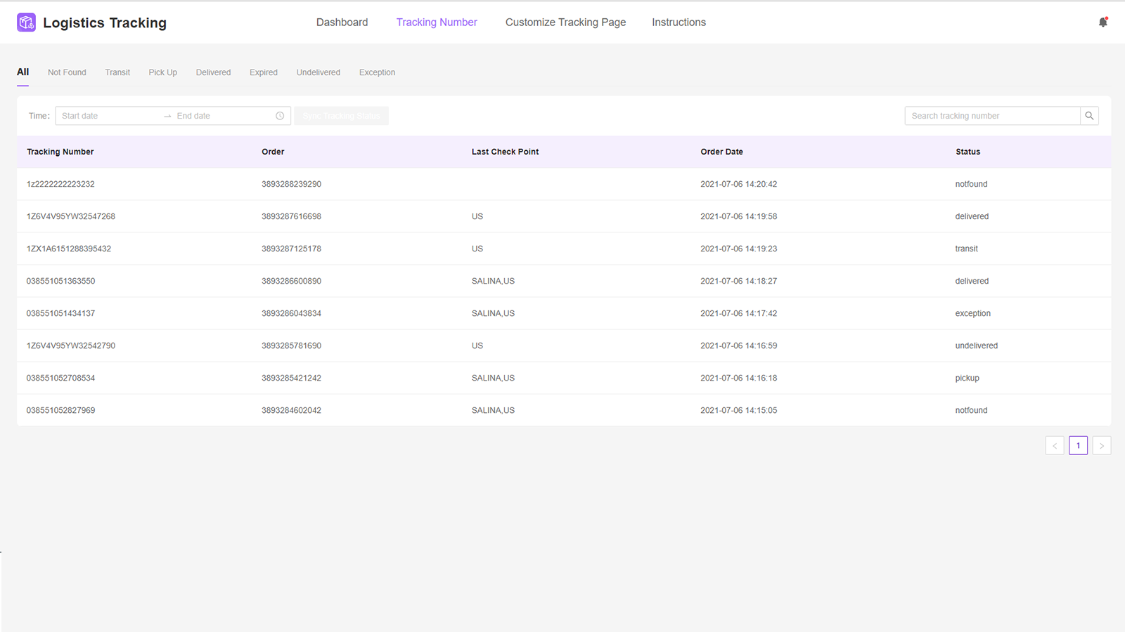 Tracking Number