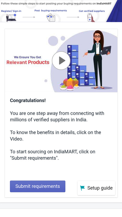 Faça login no aplicativo IndiaMART Sourcing