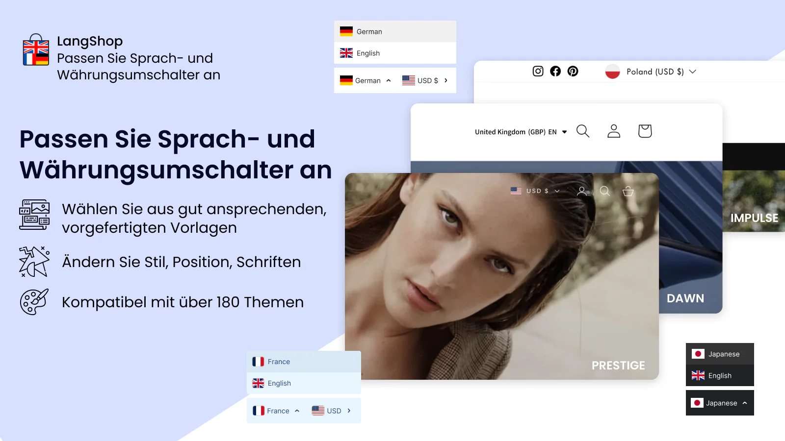 Umschalter anpassen | App für Store-Sprachübersetzung | Langify