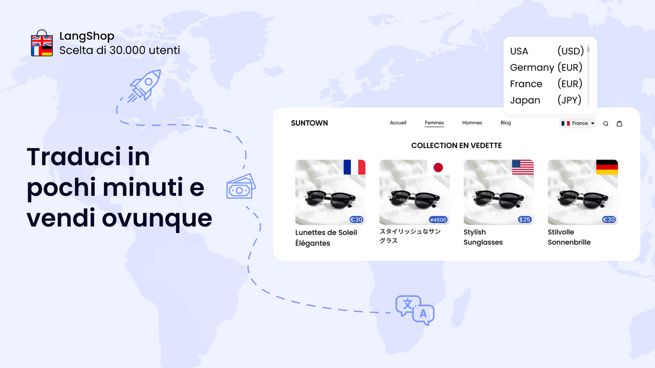 App multilingue e multivaluta | 247 lingue, 156 valute