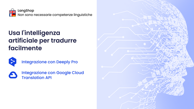 Traduzione AI di Shopify: DeepL Pro, Google Translate