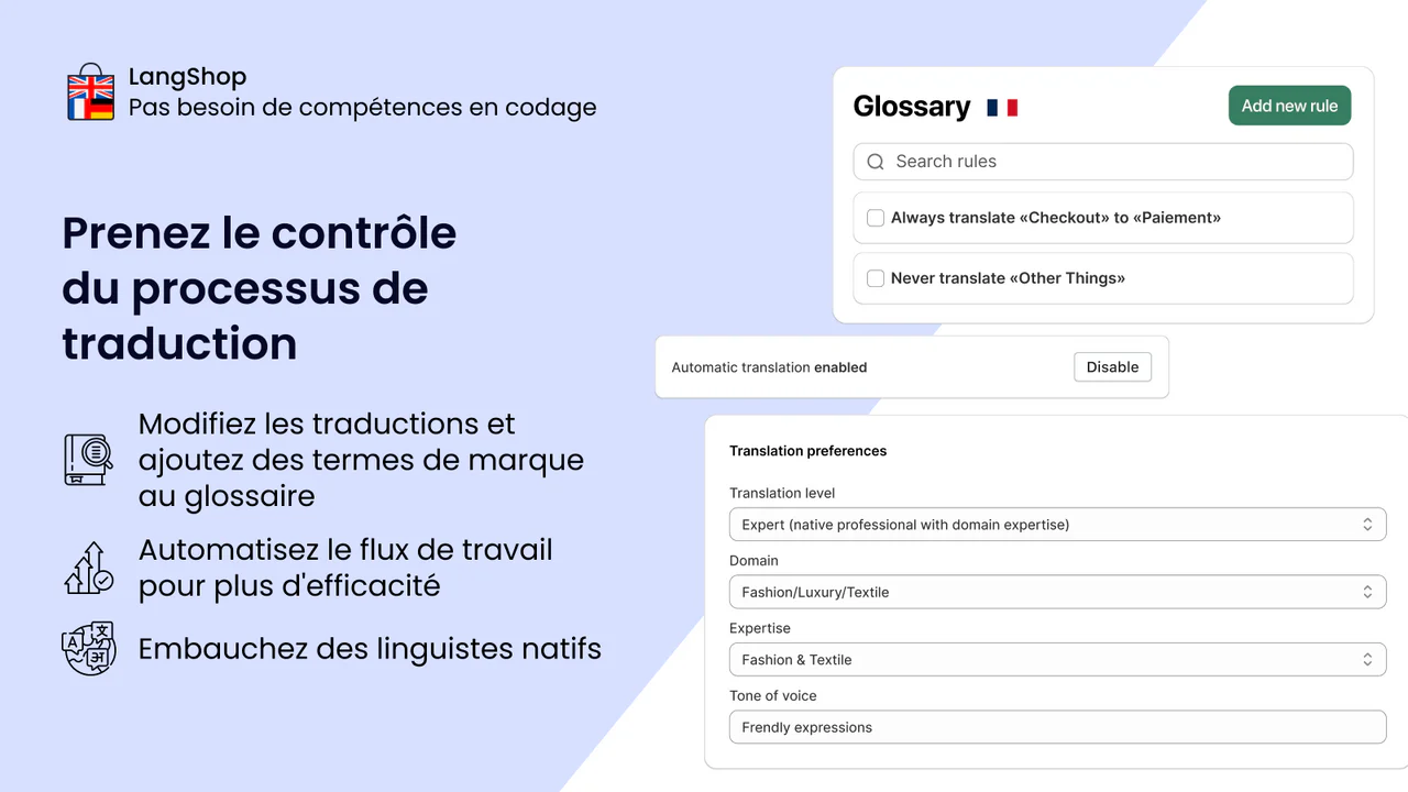 Traduction de la Boutique Shopify : checkout, produits