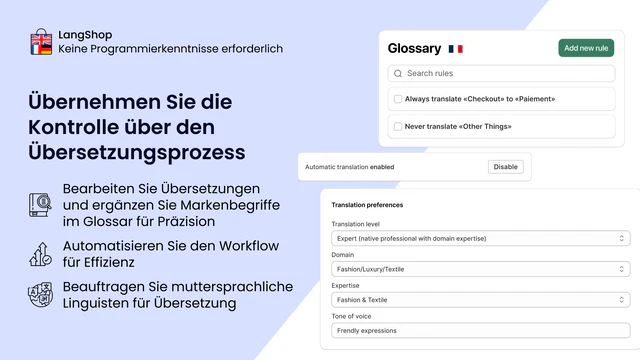 LangShop: Shopify Checkout, Produkte übersetzen | Weglot