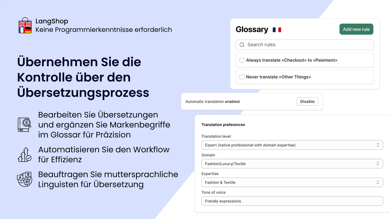 LangShop: Shopify Checkout, Produkte übersetzen | Weglot