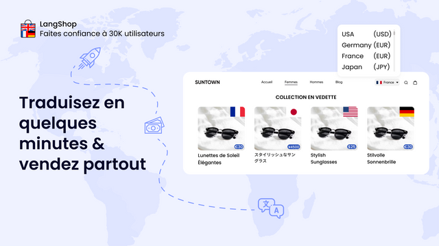 LangShop, multilingue et multidevise | 247 langues 156 devises.