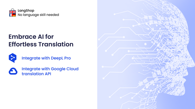 Shopify AI translation: DeepL Pro, Google Translate