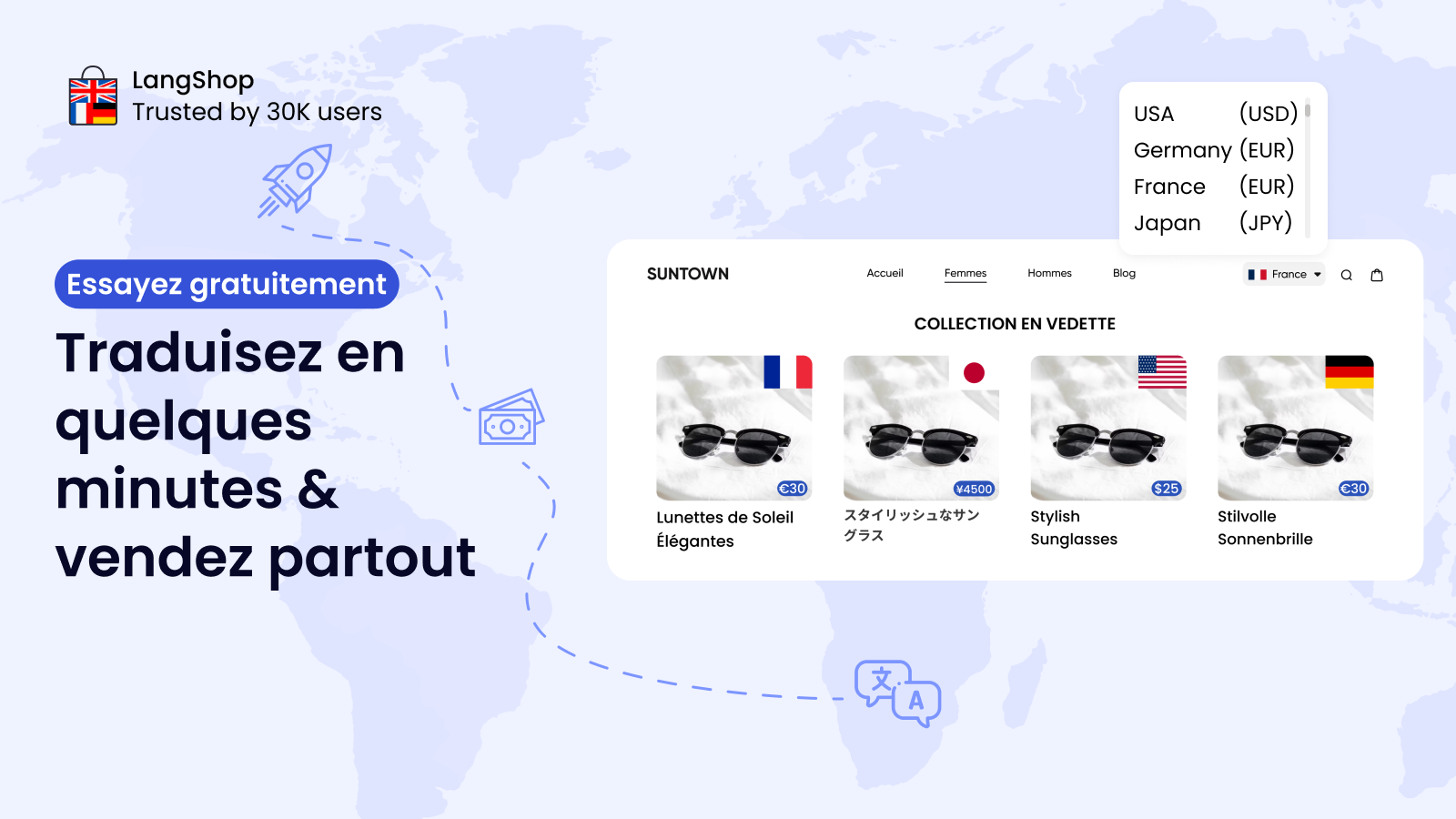 LangShop Traduction de Langue | Shopify app 