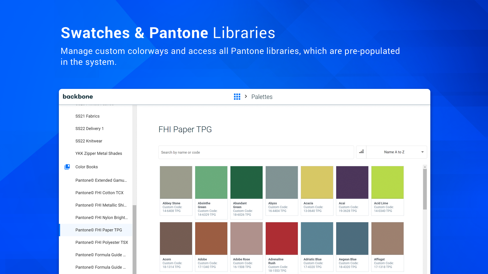 Gestiona muestras y colores, accede a bibliotecas Pantone integradas.