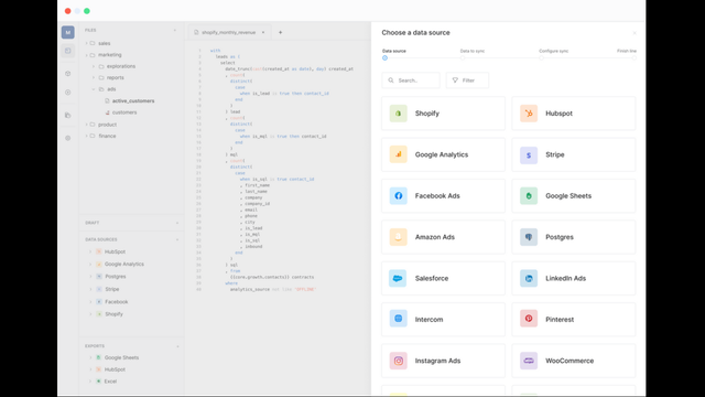 Overview of all ETL connections