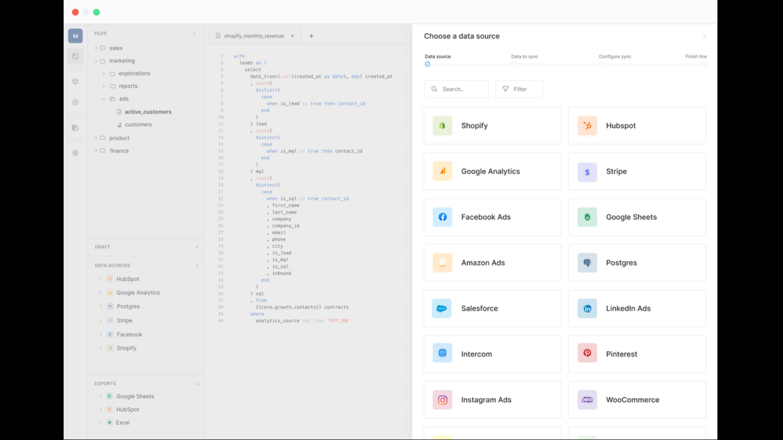 Overview of all ETL connections