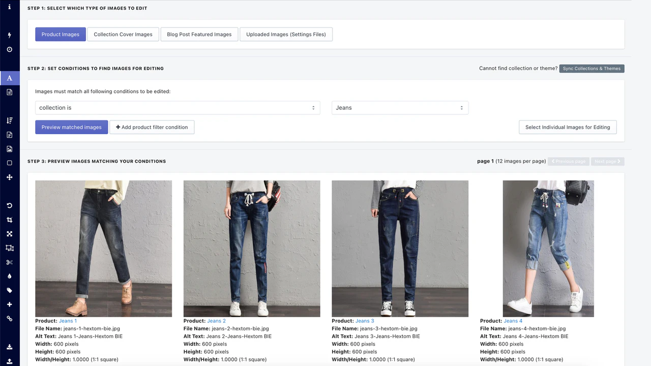 Shopify App, Bulk Image Edit by Hextom Inc, optimerede billeder for