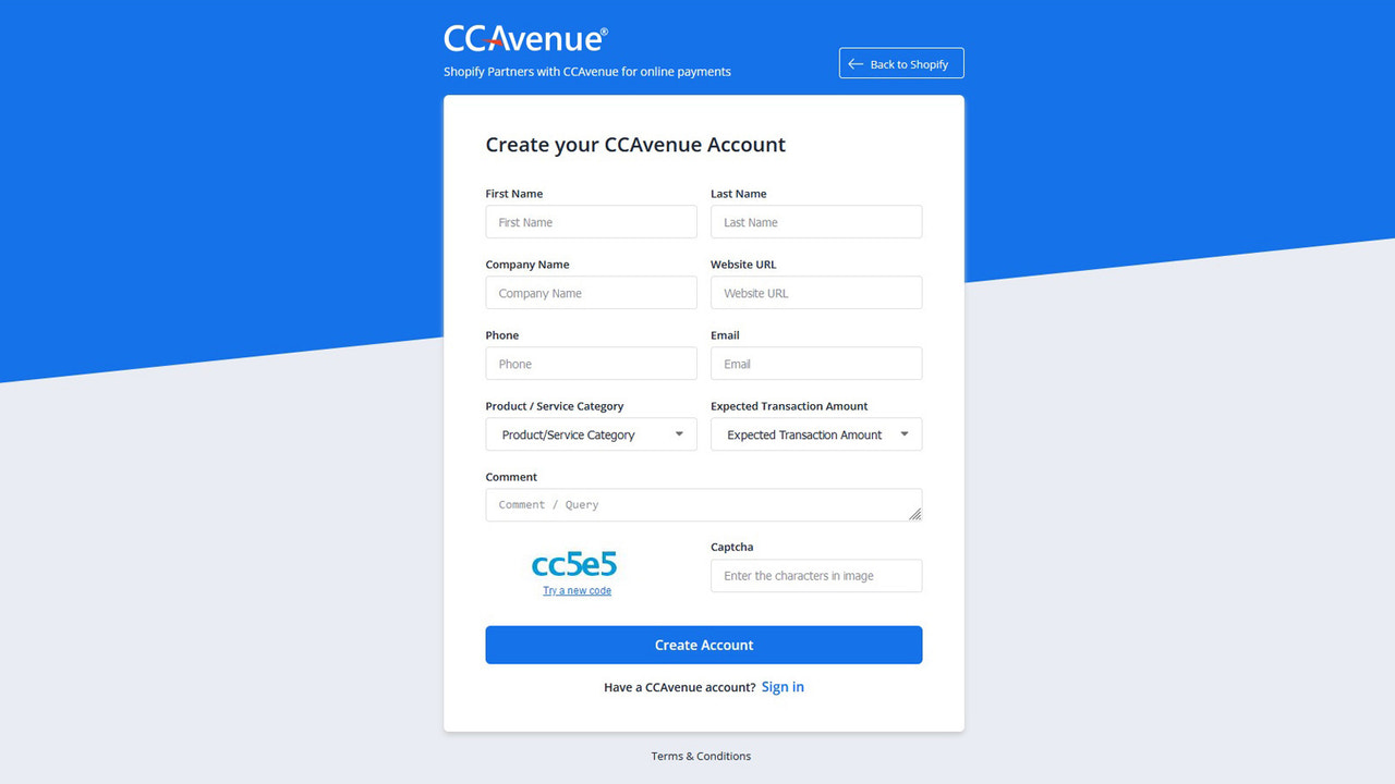 Hvis du ikke er tilmeldt CCAvenue, kan du bruge tilmeldingen.
