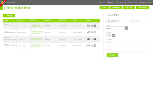 Shipments overview