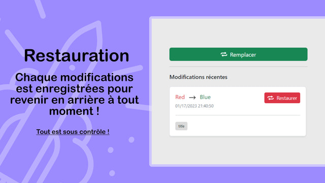 Restaurer à tout moment vos modifications