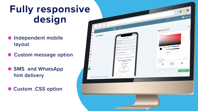 Mobile design, SMS, WhatsApp, custom colors and fonts