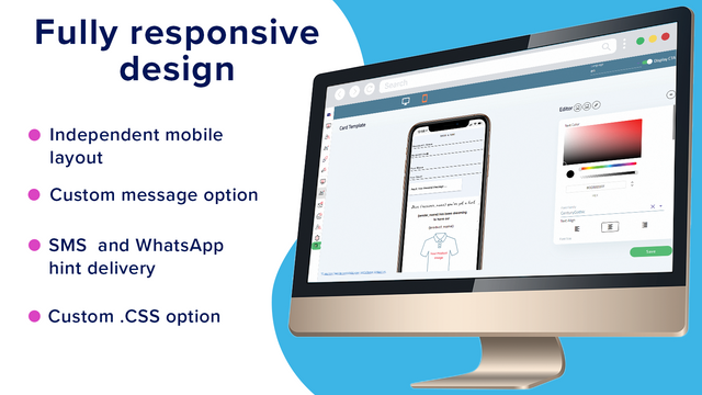 Mobil design, SMS, WhatsApp, anpassade färger och typsnitt