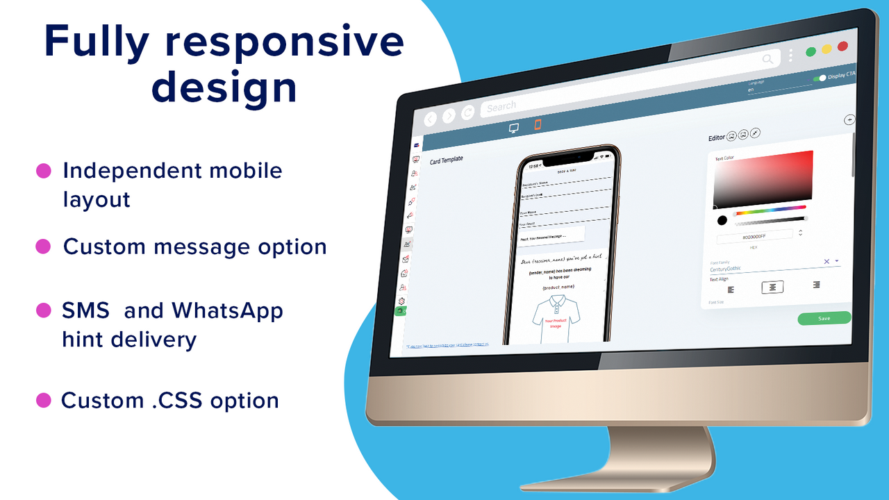 Design mobile, SMS, WhatsApp, colori e caratteri personalizzati