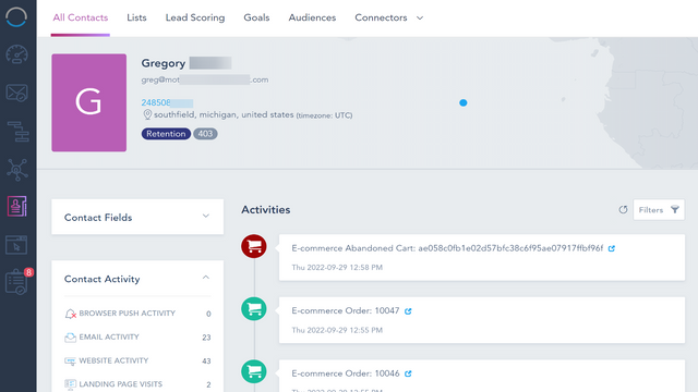 Contact purchase history