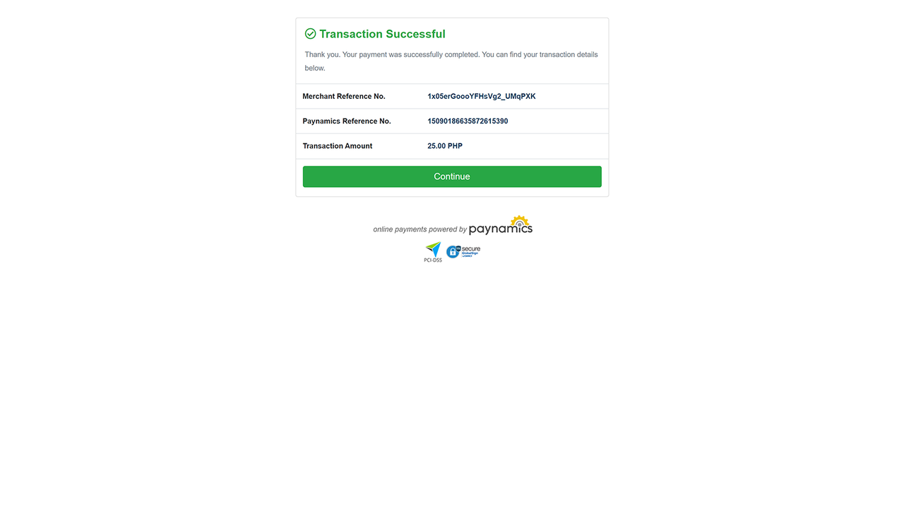 payment result page