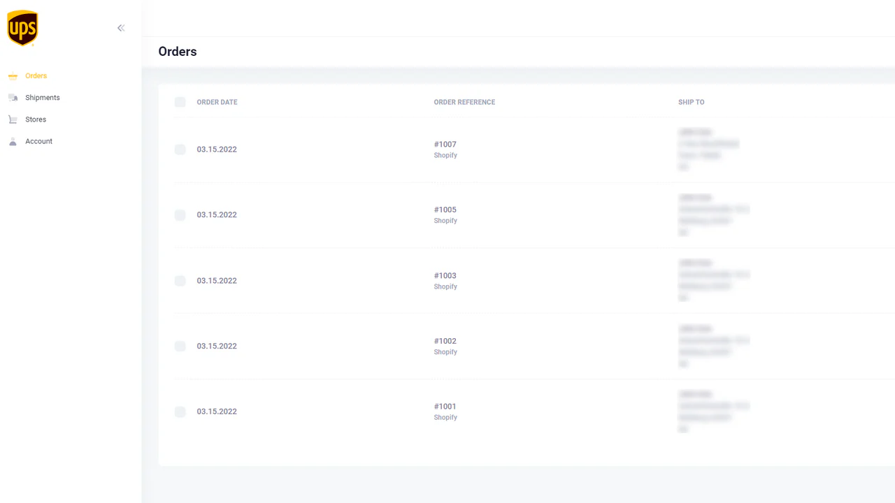 Bestell-Dashboard zum Drucken von Versandetiketten