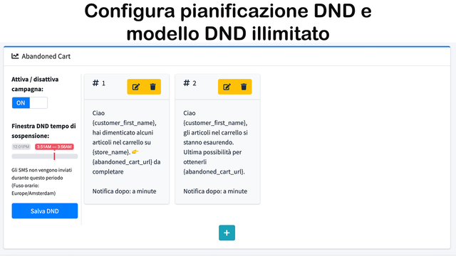 Configura pianificazione DND, aggiungi modelli SMS illimitati