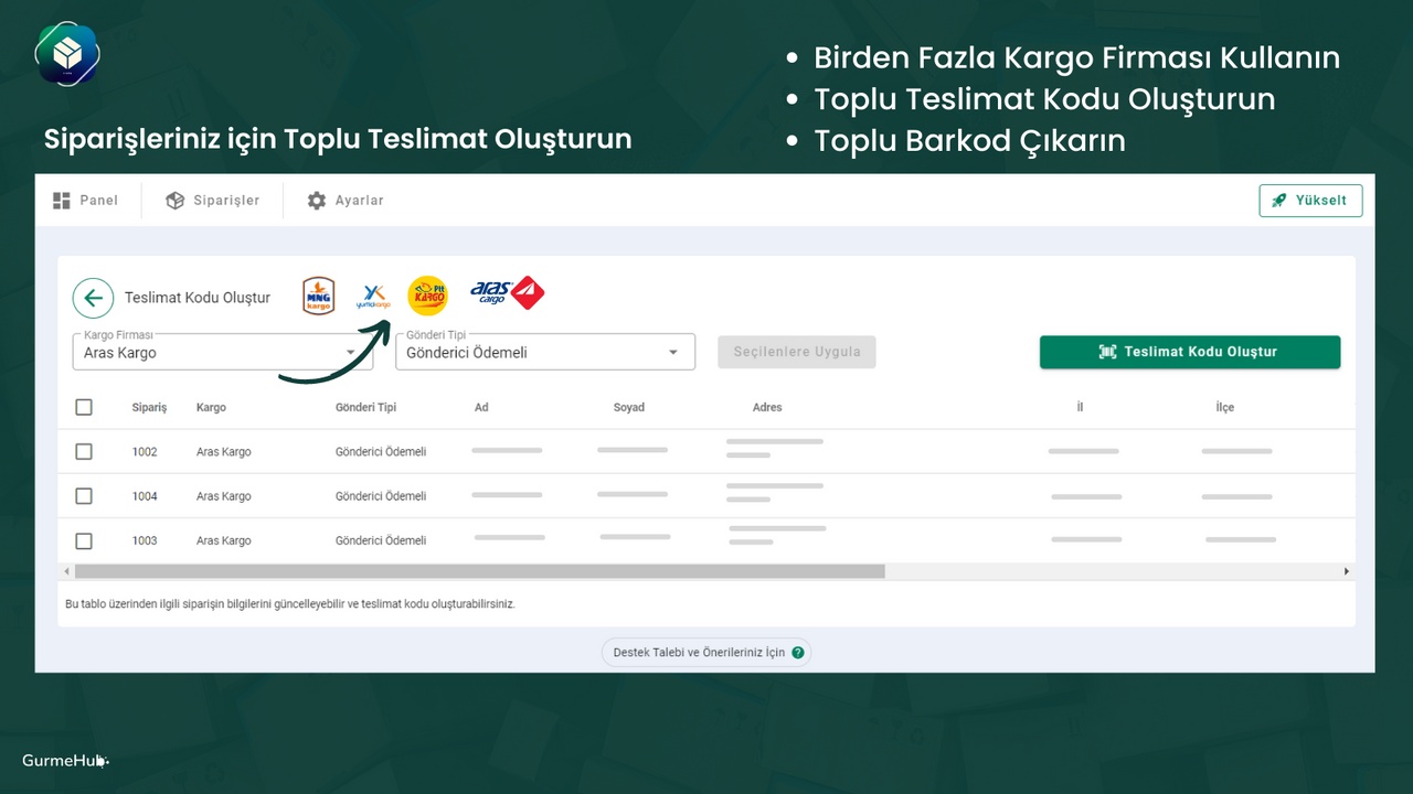 Toplu Teslimat Kodu Oluşturun