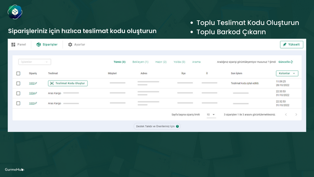 Teslimat Kodu Oluşturun