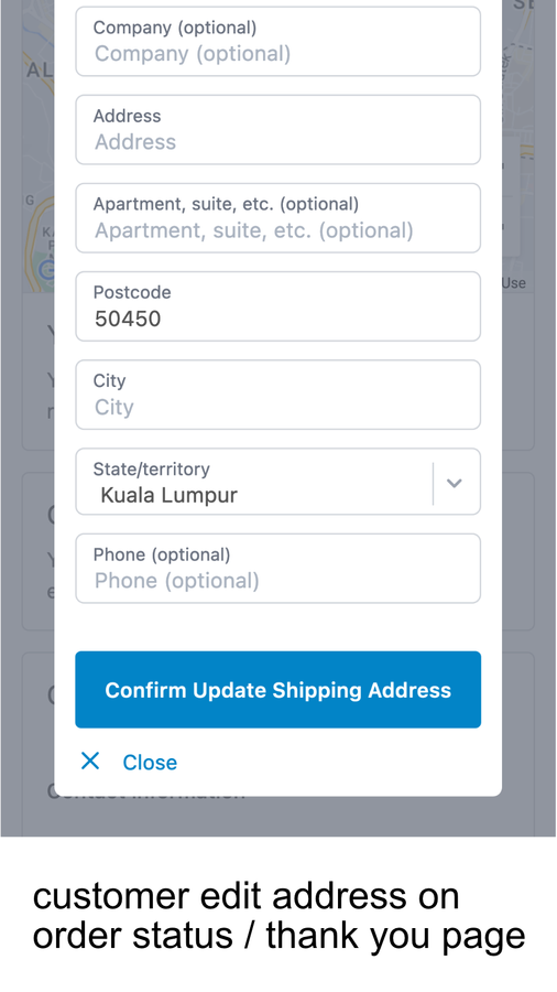 Allow customer to edit shipping address on order status page