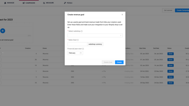 Setup revenue tracking