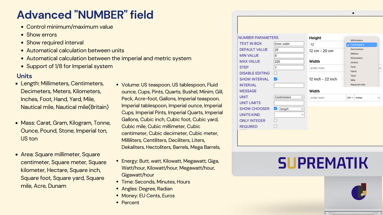 Advanced Number field with multiple units support