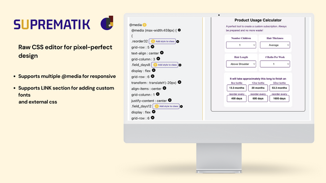 CSS EDITOR width @media and link editing