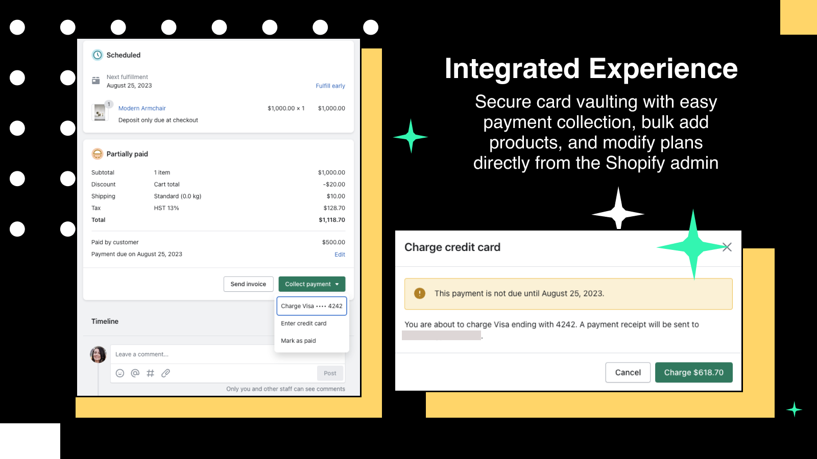 Cartão de pagamento de depósito do aplicativo Shopify