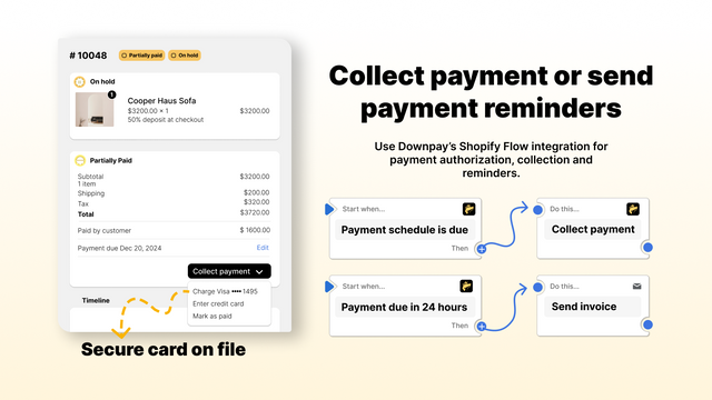 downpay kaart in dossier deelbetaling aanbetaling met shopify flow