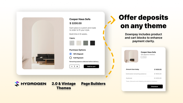 deposit partial payment on shopify themes page builders headless