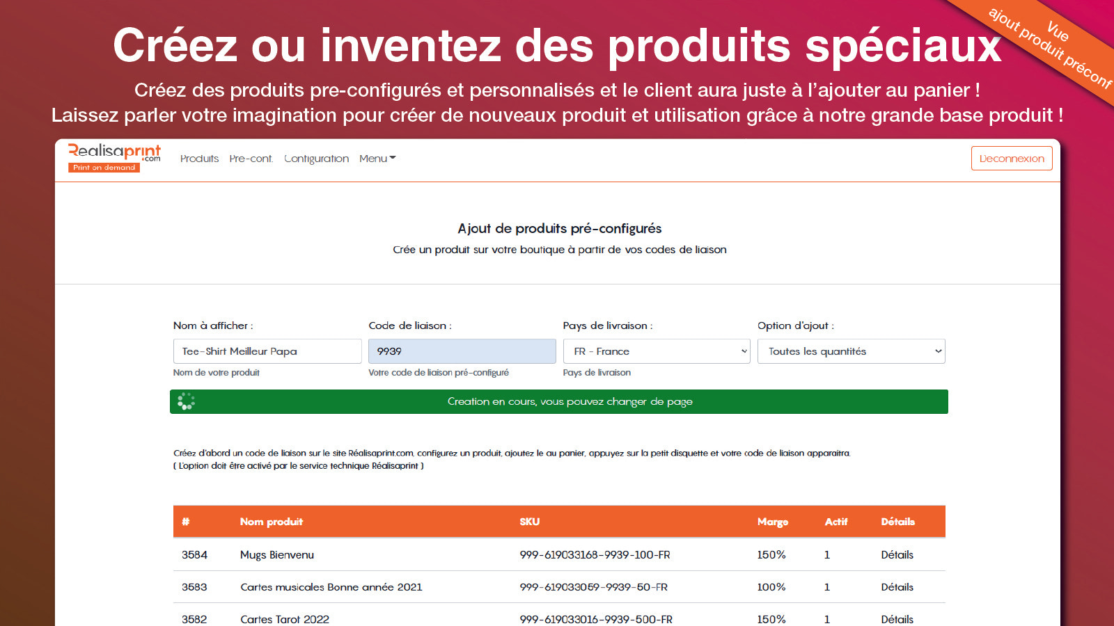 Page produit Préconfiguré