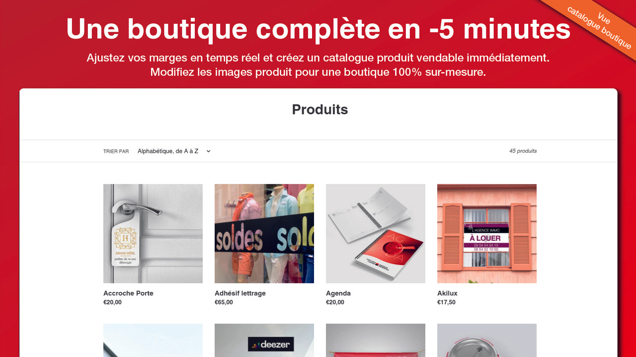 Page produit Boutique (liste)