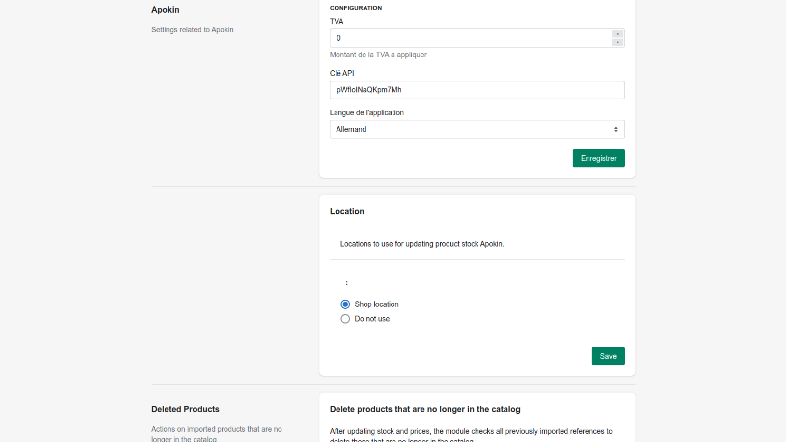 A selection of options and parameters  