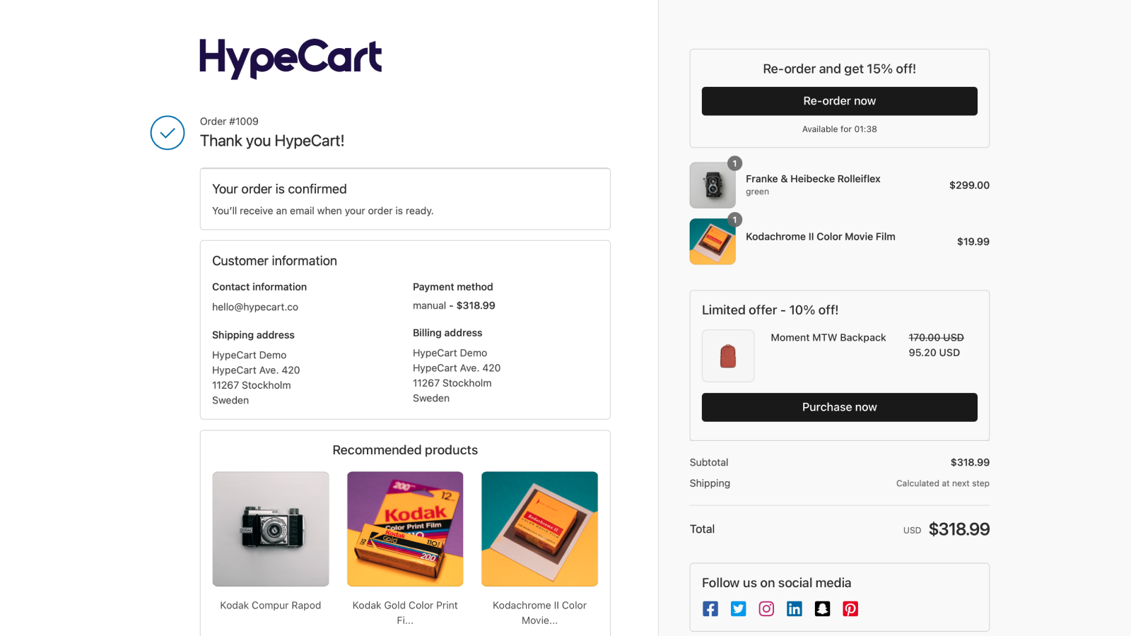 Hype Cart Upsell + Free Gifts Screenshot