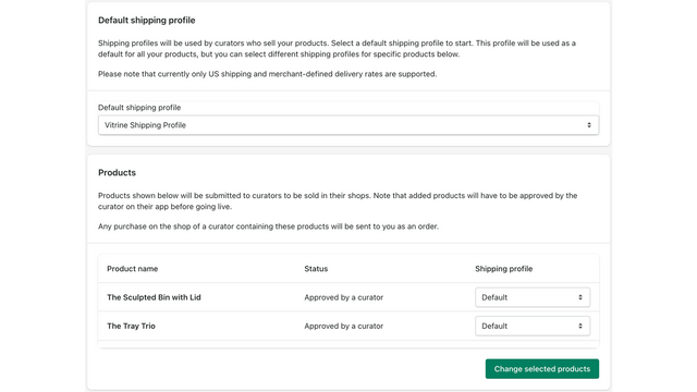 Select shipping profile and products.