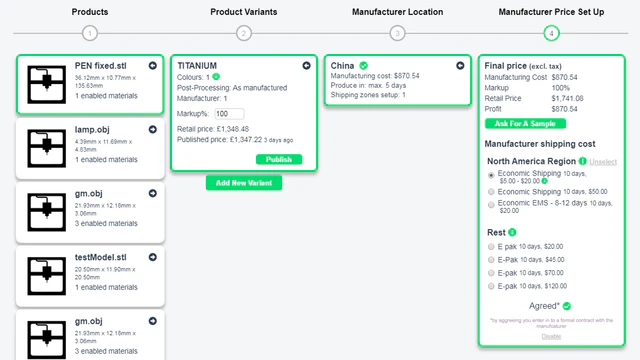 Add products, and select manufacturers