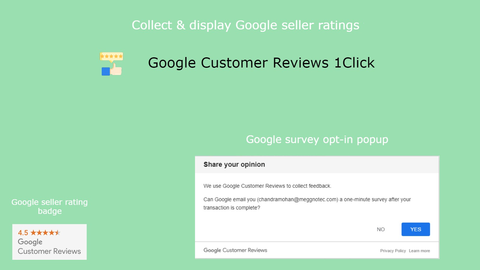 Sammeln & anzeigen der Google Verkäuferbewertung