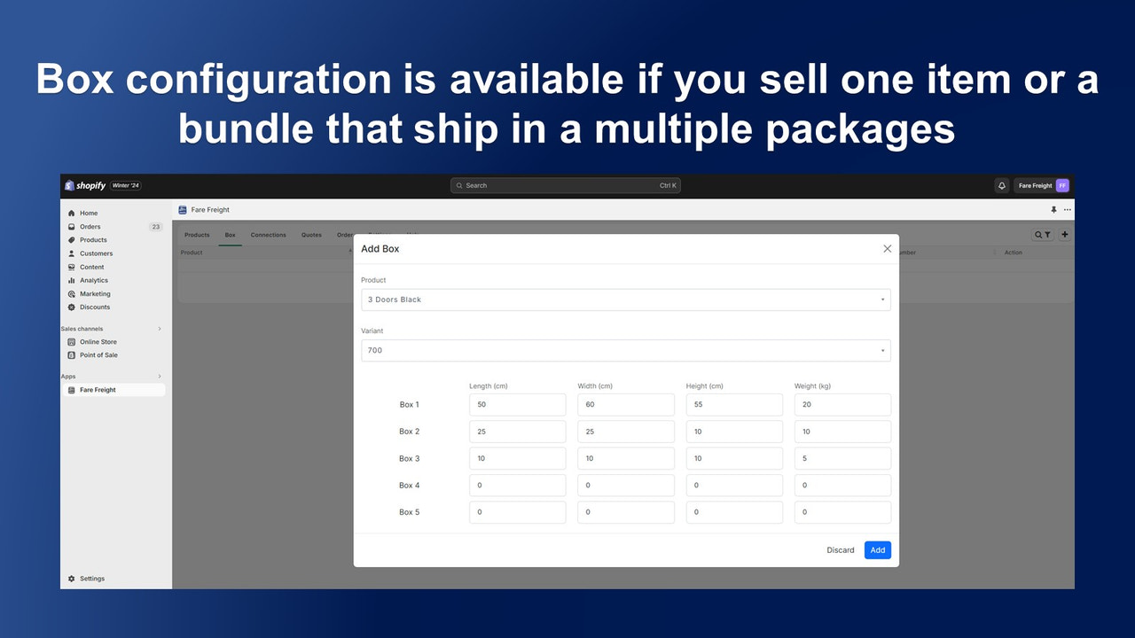 sell one item or a bundle that ship in a multiple packages