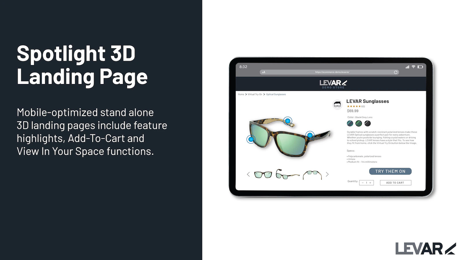 Create mobile-optimized 3D Landing Pages 