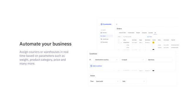 Assign couriers or warehouses in real time based on parameters