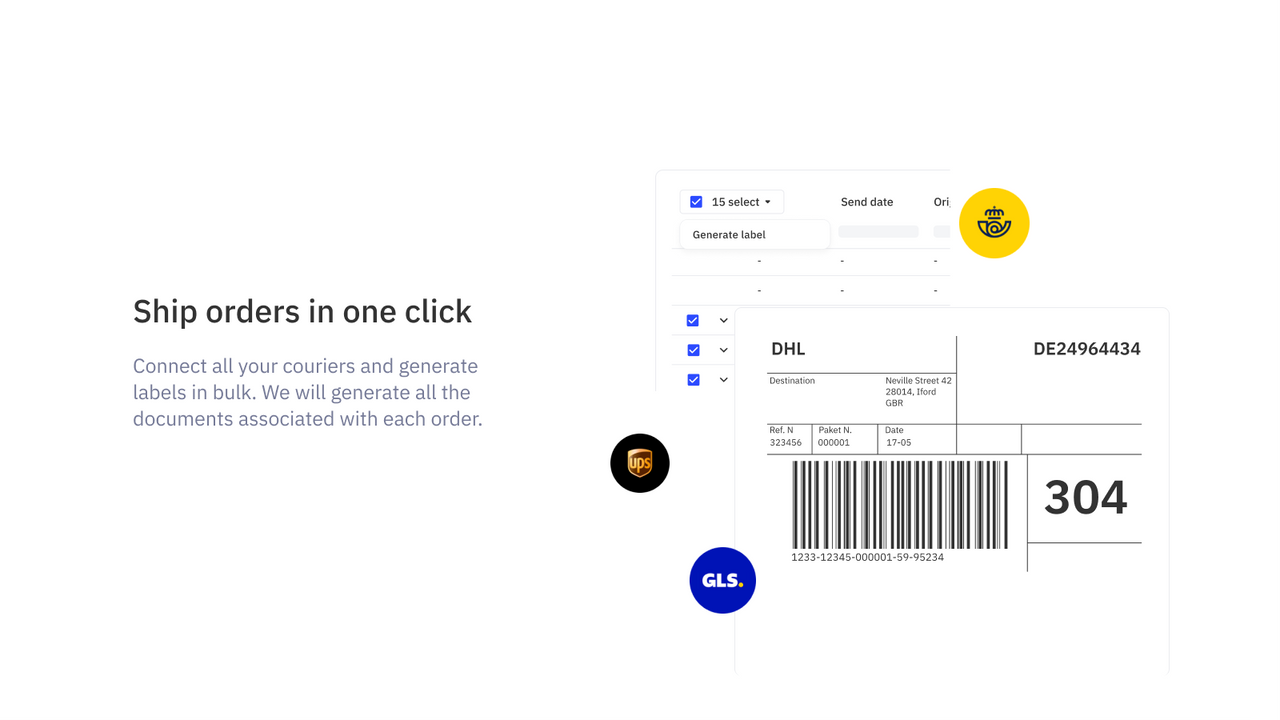 Connect all your couriers and generate labels in bulk