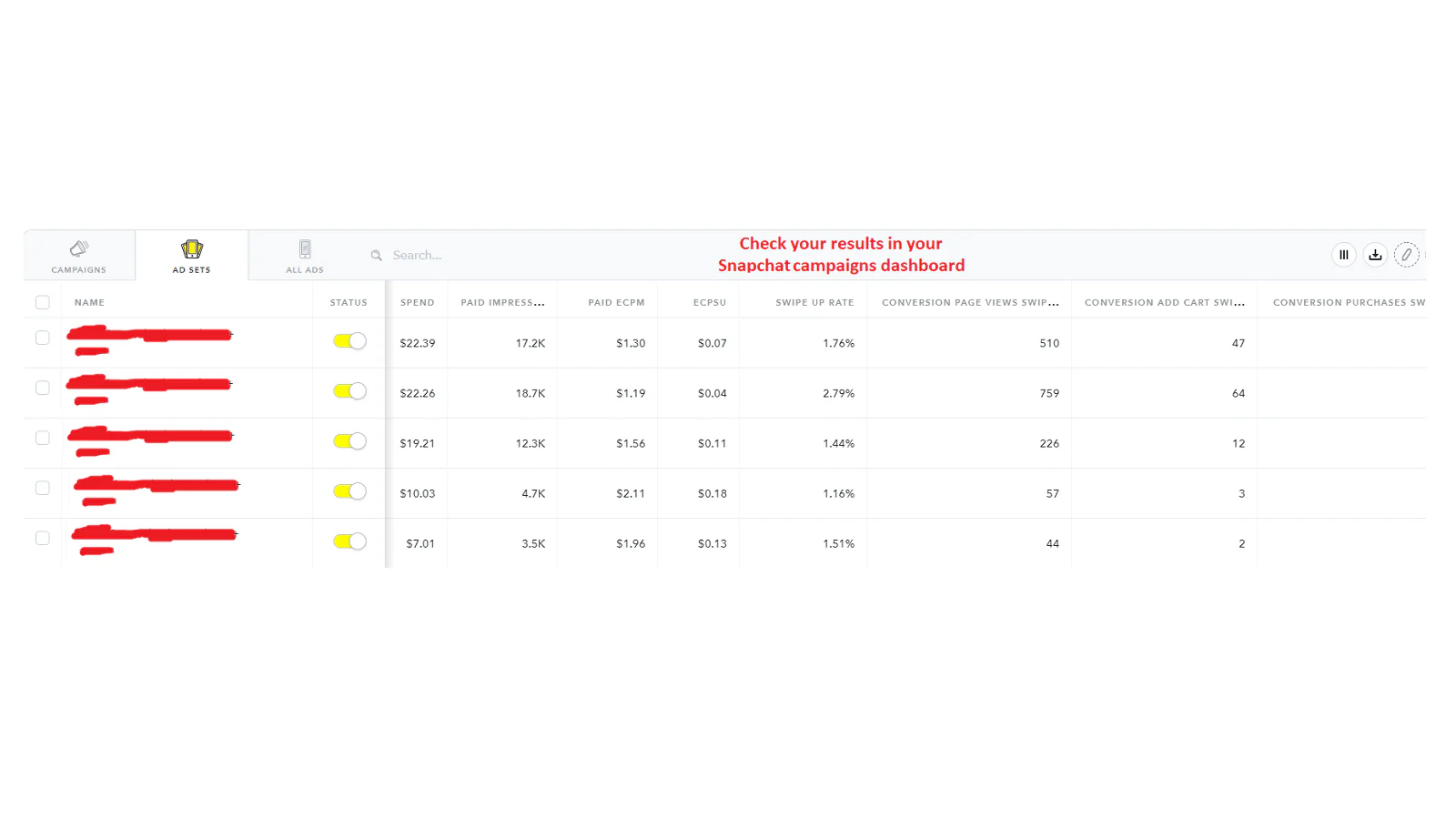 2- Rapport de pixel Snapchat