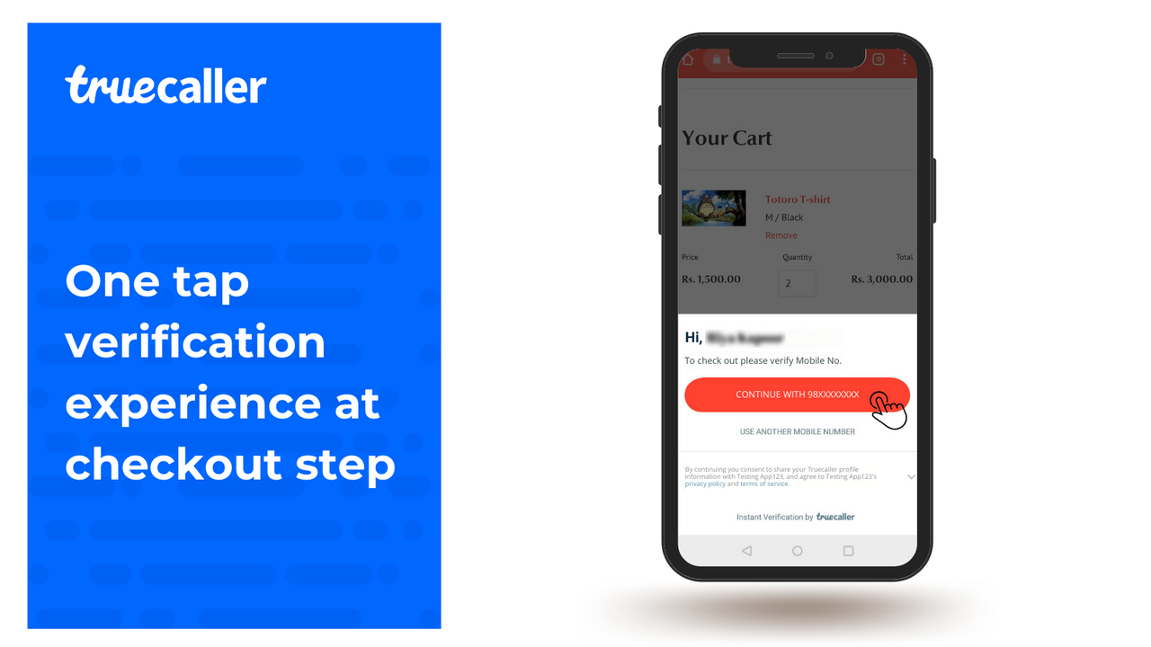 One tap verification experience at checkout step